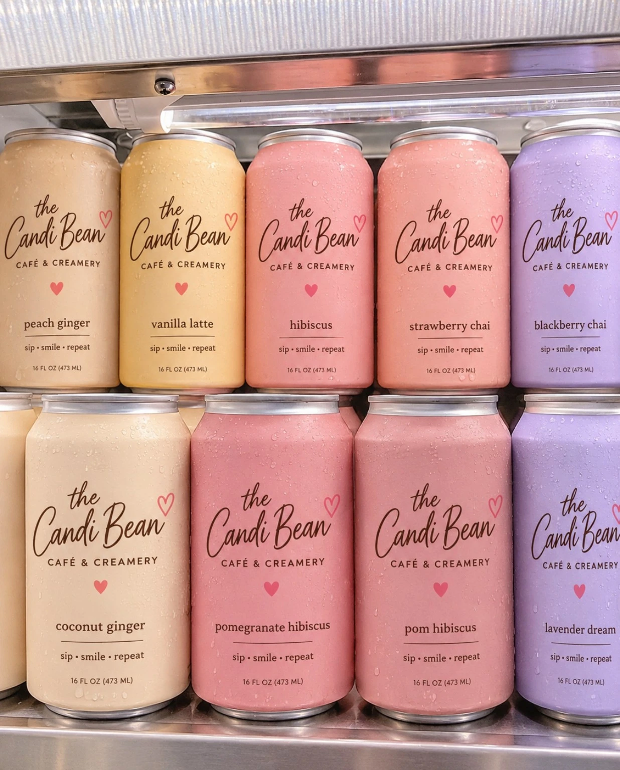 Pastel Candi Bean-inspired drinks in colorful cans