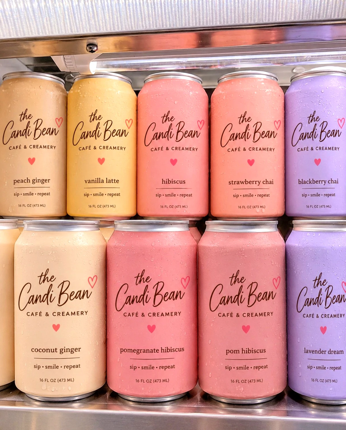 Pastel Candi Bean-inspired drinks in colorful cans